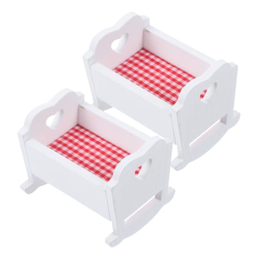 ibasenice 2 Stück puppenhaus Wiege Bett Mini- Mini-Hausversorgung Mini -Krippe puppenstubenmöbel Dollhouse Furniture Babypuppenbetten und Krippen Puppenhaus Babybett Stoff von ibasenice