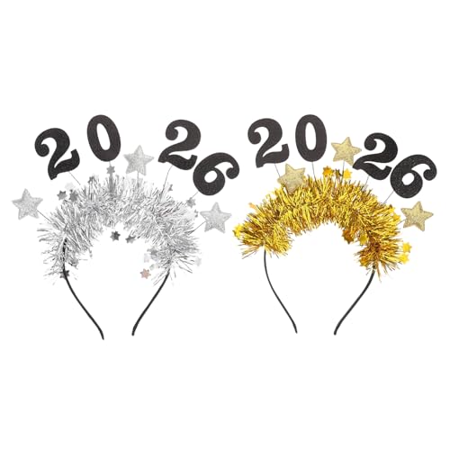 ibasenice 2 Stücke Teiliges Neujahrs Haarreif Glitzerndes Stern Tinsel Haarband Leichtes Party Accessoire für Silvester Abschlussfeier Weihnachtsfeier Komfortabel und Langlebig von ibasenice