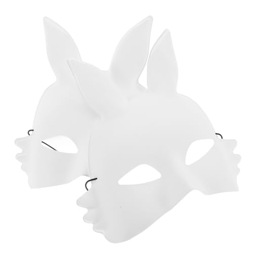ibasenice 2 Stücke Weiße PVC Rabbit Masken zum Bemalen Leichte Halbe Hasen Gesichtsmasken für Diy Kostüm Vielseitig für Halloween Karneval Cosplay und Bastelprojekte von ibasenice