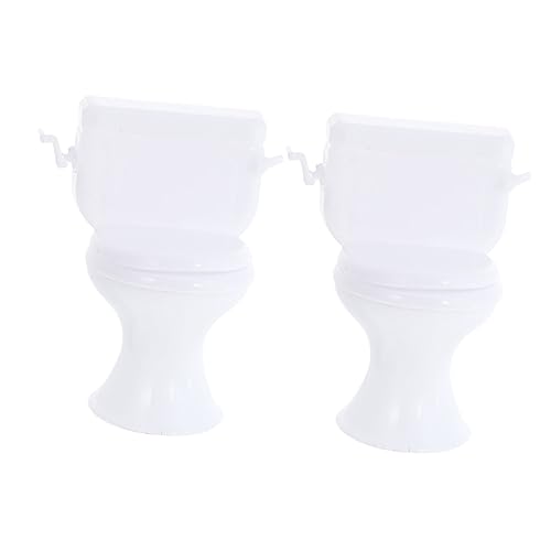 ibasenice 2 Stücke simulierte Toilette Flitter Weiß Teppich Puppenhaus Bad deko für kinderspielzeug Mini-Modell Miniaturspielzeug Plastik von ibasenice