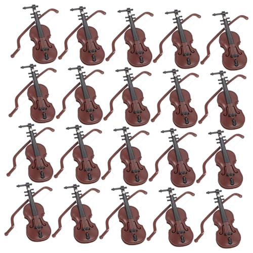 ibasenice Simulierte Mini-geigen 20 Sets Weihnachtsdekor Handgefertigt Holzstruktur Musikinstrumente Dekorative Requisiten von ibasenice
