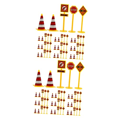 ibasenice 20 Sätze Zeichendekoration Straßenbauarbeiten Verkehrsmodelle Mini-straßenschilder Kuchen Verzieren Geburtstagsfeierzubehör Für Den BAU Kind Indikator Bahn Plastik von ibasenice