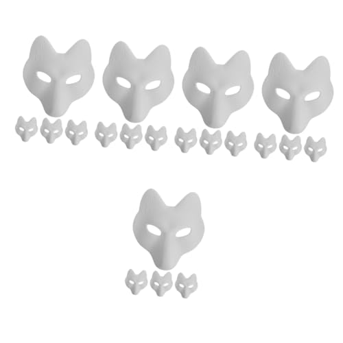 ibasenice 20 Stk Fuchs Maske Gesichtsmaske halloween maske Cosplay-Maske Kleidung Outfit Maskerade liefert Party leere Masken klassisch Zubehör gemalt bilden Requisiten Pu Weiß von ibasenice