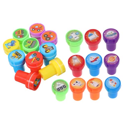 ibasenice 20stücke Stempelspielzeug Mit Weltraum Baufahrzeug-Thema Für Junge Mädchen Selbstfärbende Stempel Für Klassenzimmerbelohnungen Und Partygeschenke Fördert Kreativität Und von ibasenice