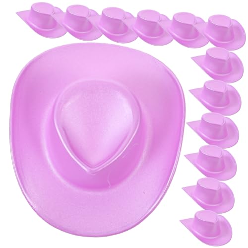 ibasenice 20 Stück Mini-Cowboyhut Bucket Hats Damen rosafarbener Cowgirlhut Mädchen Hut Puppenhaus Miniatur-Bauhut kindergeschenk doll Accessories Miniaturhüte Mini-Hut Plastik Violett von ibasenice