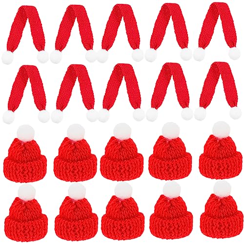 ibasenice 20 Stück Mini-Mütze Zubehör für Puppenhäuser Mini-Weihnachtsbaum weihnachtsbaumdeko weihnachtsbäume geschmückt Miniatur-Weihnachtsmütze Weihnachten DIY Bastelbedarf Strickgarn von ibasenice