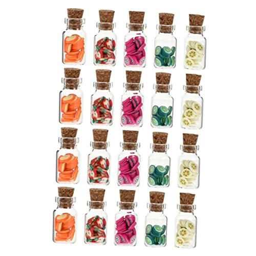 ibasenice 20 Stück Simulierte Obstkonserven Miniaturen Dolly House Obstkrug Mikro-Layout-Dekorationen Mikro-landschaftsstütze Mini-küchenornamente Essensspielset Puppenhaus-Ornamente Glas von ibasenice