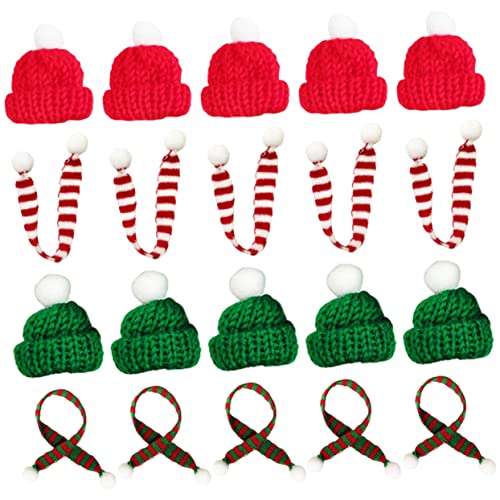 ibasenice 20 Stück Teiliges Mini Weihnachtsmützen und Schalset aus Weichem Wollmaterial Vielseitige Mini Deko für Weihnachtsbäume Puppenhäuser Weinflaschen und DIY Bastelprojekte Festliche von ibasenice