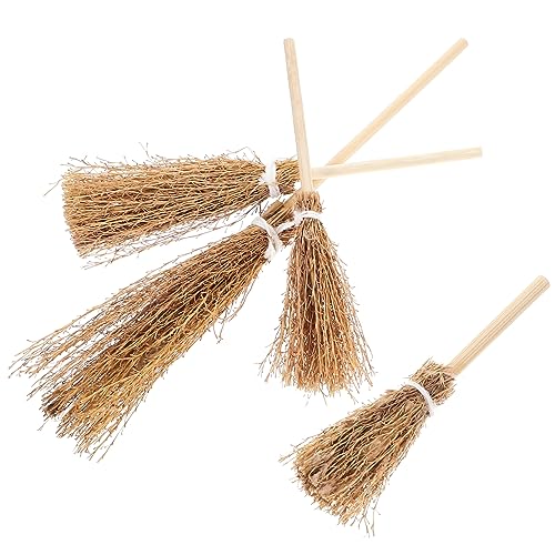 ibasenice 20 Stücke Halloween Mini Spinne Mini Esszimmer Besen Wizard Puppe Zubehör Miscanthus Mini Besen Handwerk Holz von ibasenice