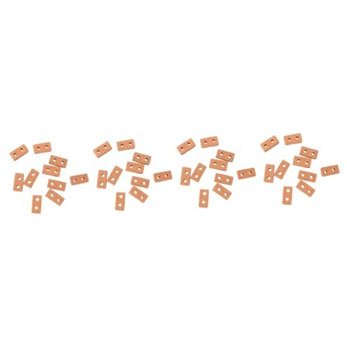 ibasenice 200 STK DIY-Modell aus rotem Backstein winzige Bauklötze Miniatur-Ziegel-Puppenhaus Modelle Spielzeuge 2-Loch-Bausteinmodell zum Selbermachen simulierter roter Backstein Keramik von ibasenice