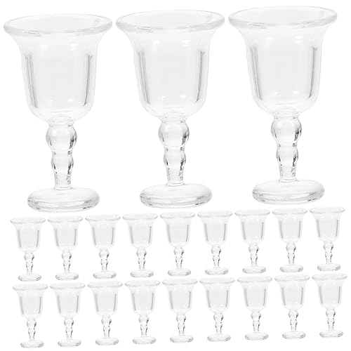 ibasenice Miniatur-weingläser-Set – 20-teiliges Mini-kelchglas Für Puppenhaus Abs-Kunststoff Einzigartige Formen Perfektes Deko-Spielzeug von ibasenice