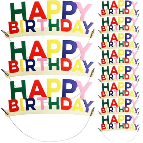 ibasenice Papier-geburtstagshut-stirnband 20 Stück Dekoration Für Kindergeburtstage Filzkronenhüte Mit „happy Birthday“-buchstaben Party-zubehör von ibasenice