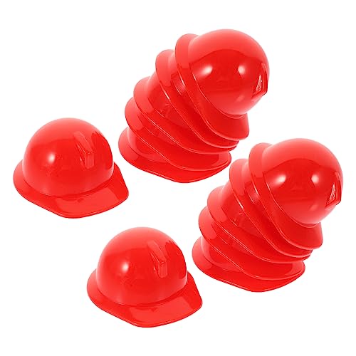 ibasenice 20pcs Miniatur Kunststoff Helme Rot Gebäude Hut Für Mini Puppen Pet Hunde Party Kuchen Topper von ibasenice