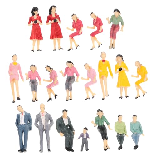 ibasenice 20st Maßstabsgetreues Mini Puppen Straßenszenenfiguren Landschaftsmodelle Menschenmodell Skalieren Menschenfiguren Passagierzahlen Mini-People- Eisenbahnzüge Zahlen Gemalt Miniatur von ibasenice
