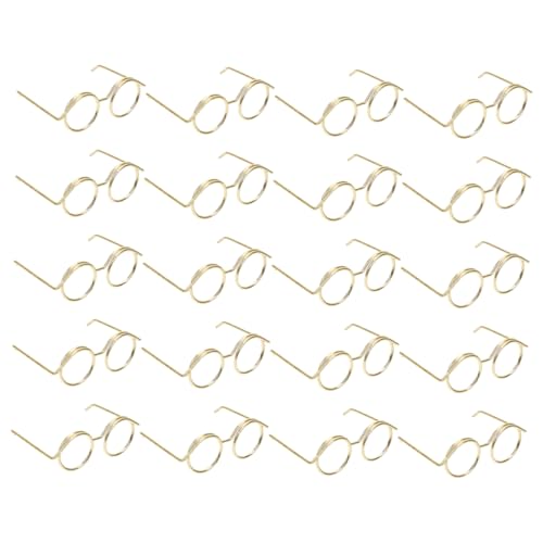 ibasenice 20st Metallbrille Mini-puppenbrille Zum Basteln Mini-puppenbrillen-Requisiten Puppenbekleidungszubehör Umrandete Puppenbrille Brillenrequisiten Zum Anziehen Mini-Brille Golden von ibasenice