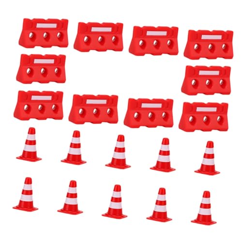 ibasenice 20st Simulationsrequisiten Für Straßensperren Miniatur-spielzeugleitkegel Pädagogisches Lernspielzeug Spielzeugmodelle Für Straßenverkehrszäune Leitkegel Und Schilder Plastik von ibasenice