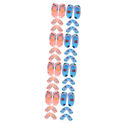 ibasenice 24 Paare Miniatur Hausschuhe Resin Strand Thema Mini Slipper Deko Kleine Puppenhaus Accessoires Für DIY Strand Szene Rosa Blau von ibasenice