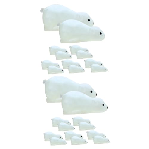 ibasenice 24 STK Leuchtender Eisbär arktische Bärenfiguren Polarbär-Minipuppe Autos Spielzeug Kunsthandwerk aus Kunstharz Miniaturfiguren tragen Bärendekore aus Harz Kuchen schmücken Glas von ibasenice