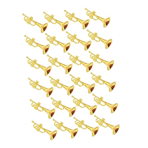 ibasenice 24 Stück Teiliges Mini Trompeten Modell Goldfarbene Miniatur Musikinstrumente Langlebige Puppenhaus Dekoration Detailreiche DIY Szene Accessoires für Haus und Büro von ibasenice