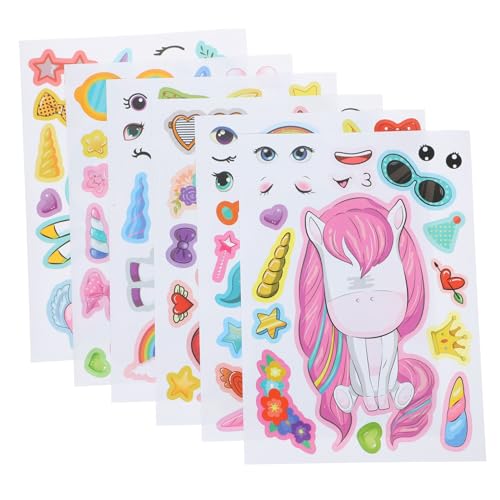 ibasenice 24Blätter Bögen Einhorn Sticker für Cartoon Make Face Aufkleber für Partys DIY Dekorationen Vielseitige Gestaltungsmöglichkeiten Designs Aufkleber von ibasenice