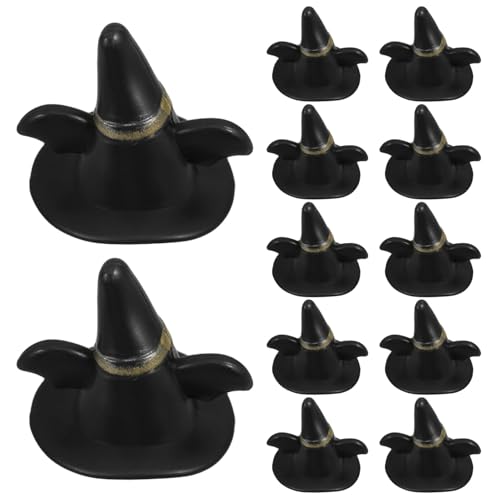 ibasenice 24 Stück Mini-Weihnachts-schneemann Mit Hut Ornamente Schwarze Miniatur-puppenhaus-Dekoration Für Halloween Winzige Strickmützen Für Puppen von ibasenice