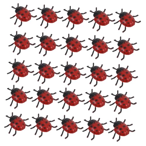 ibasenice 25 Stück PVC Marienkäfer Modellspielzeug Teiliges Realistische Simulation Hellrote Farbe Lustige Streichrequisiten für Halloween Partydeko April Fools Geeignet zum Verstecken und von ibasenice