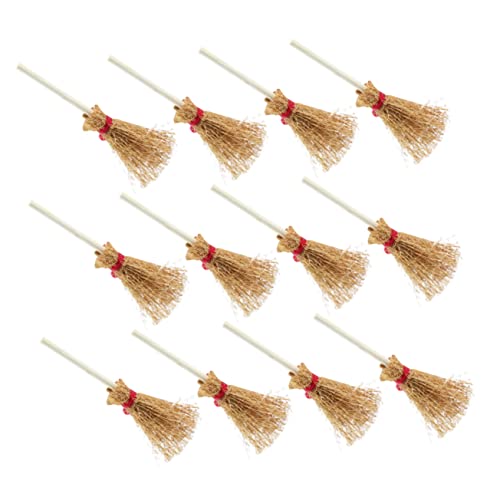 ibasenice 25st Kleiner Besen Halloween Hexenbesen Blätter Mit Einem Besen Fegen Camper Halloween-schlüsselanhänger- Bausatz Kessel-Halloween- Hexenparty Puppe Khaki Holz von ibasenice