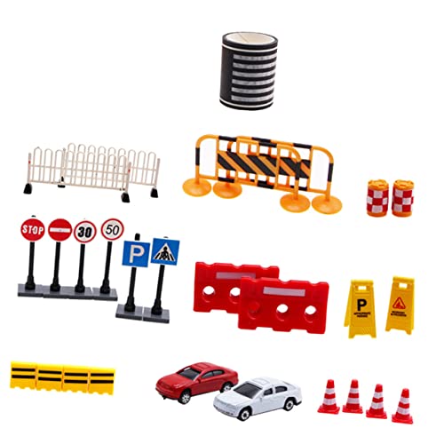 ibasenice Miniatur-verkehrskegel-schilder 27-teilig Lernspielzeug-Set Für Jungen Und Mädchen Straßensperren-Spielzeug Für Jungen Und Mädchen Geburtstag Weihnachten von ibasenice