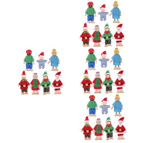 ibasenice 28 STK Eine Familie Mit Puppen Spielzeug Action Figur Kidcraft-spielset Minipuppe Mini-actionfiguren Familienpuppen Spielset Puppen Für Puppenhaus Familienset Beweglich Kind Holz von ibasenice