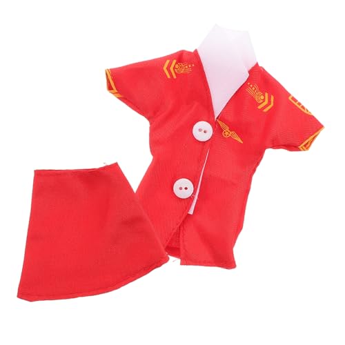 ibasenice 2Er Set Puppen kostüme puppenkleidung Puppen Kleidungsset interaktives Puppen Accessoires Stewardess-Cosplay-Kostüm Stewardess Kostüm Stoff rot von ibasenice