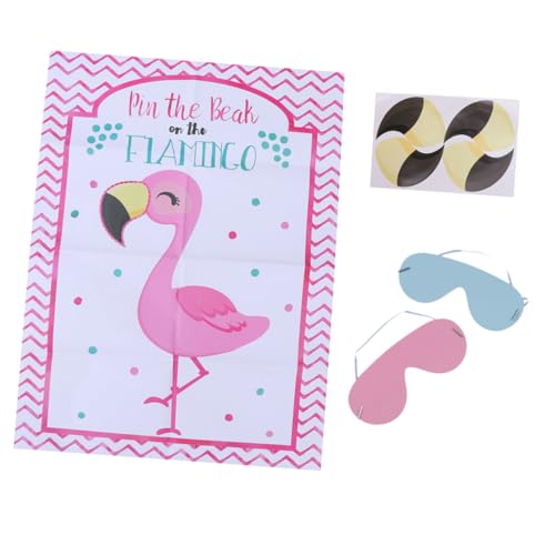 ibasenice 2Sätze Flamingo Themenaufkleber für Augenmaske Plakat für Spiel Pin The Beak für Geburtstagsfeiern Schulveranstaltungen und Raumdekoration von ibasenice