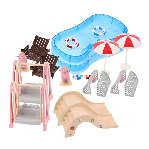 ibasenice 2Sätze Miniatur Puppenhaus Zubehör Set Schwimm Pool und Strandstuhl für Kreative Spielwelten für Puppenhaus Szenarien und Fantasievolles von ibasenice