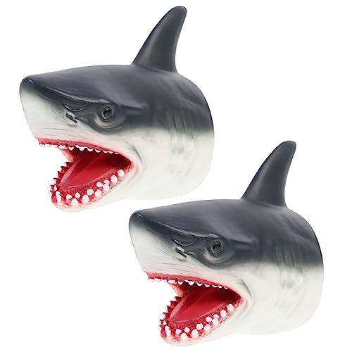 ibasenice 2St Hai-Marionette für kinderspielzeug Handpuppe schulm sharkn Kinderwagen Fingerpuppen Cartoon-Fingerspielzeug pädagogisches Hai- Vinyl Grey von ibasenice