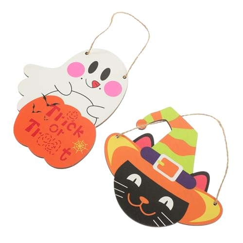 ibasenice 2St Halloween-Tür schmückt Süßes oder Saures hängendes Schild Halloween-Hängeschild Halloween anhänger Halloween atmosphäre Hängebretter aus Holz Halloween-Spukhaus-Schild von ibasenice
