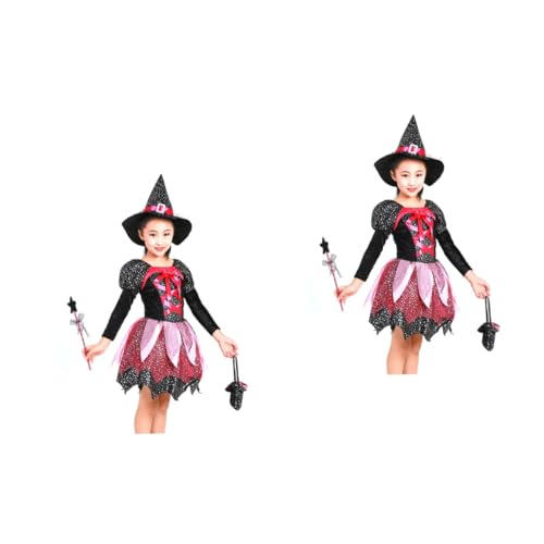 ibasenice 2St Kinderkleidung Kostüme für Mädchen Halloween-Partyzubehör Kostüm Hexenhut Mädchenkleidung Mädchen-Outfit Kleider Hexenoutfit für Kinder Hexen-Cosplay-Outfit Prinzessinenkleid von ibasenice