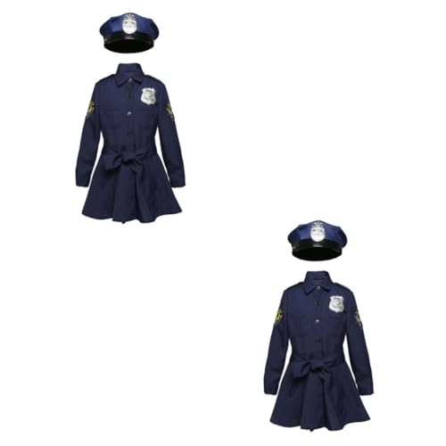 ibasenice 2St Kinderkostüm Mädchen-Outfit Cop Kostüm für Mädchen Kinderuniform Kleider Kinderkleidung Polizeiuniform für Mädchen Halloween-Polizeikostüm niedlich Performance-Kleidung von ibasenice