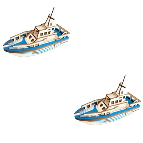 ibasenice 2St Spielzeuge Holzpuzzles Spielzeug Holzpuzzle für Kinder kinderspielzeug selber Machen Mini Rettungsboot 3D Hölzern von ibasenice