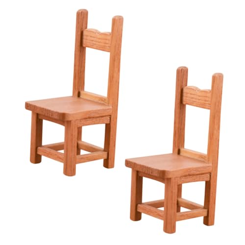 ibasenice 2St Stuhl puppenhausmöbel puppenstubenzubehör Miniatur-Hausdekor Mini-Spielhausmöbel Puppenhaus aus Holz Modelle Miniatur-Hausstühle Holzfarbe Spielzeugzimmer Lieferungen schmücken von ibasenice