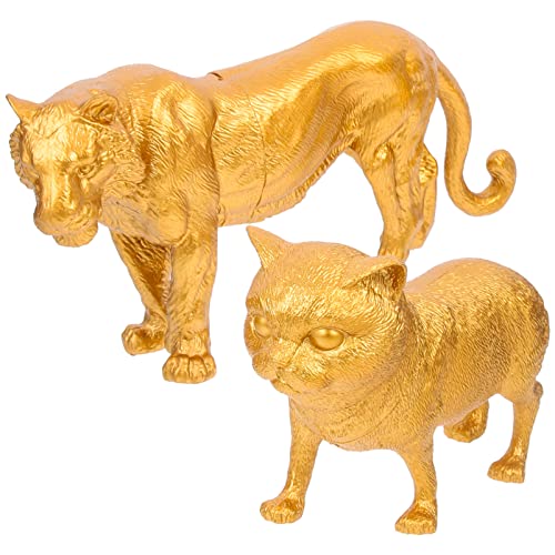 ibasenice 2St Tierornamente aus Gold für kinderspielzeug spielzeuge wohnraumdeko wohnungsdeko ausgestopft Desktop- tierische Dekore Goldtiere basteln Plastik von ibasenice