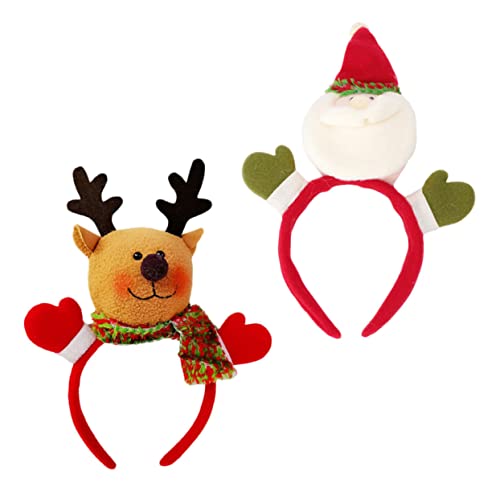 ibasenice Weihnachtsparty-zubehör 2 Stück Puppen-stirnbänder Weihnachtsmann Schneemann Rentier für Festliche Anlässe von ibasenice