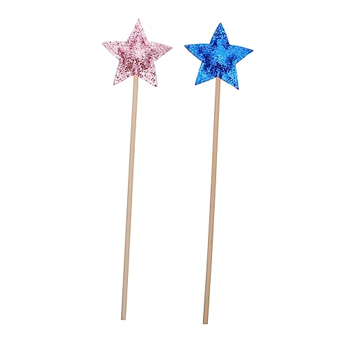 ibasenice 2St Zauberstab Lichtschwert Glitzer Zauberstäbe Lichterkette batteriebetrieben Partydekorationen Fairy Wand verkleidung zarter Feenstab -Feenstab hölzern von ibasenice