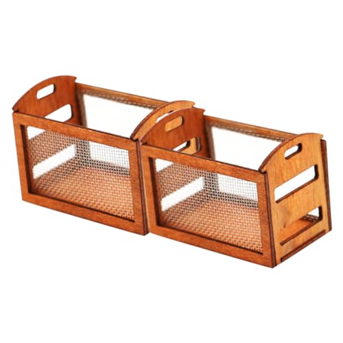 ibasenice 2St Zubehör für Puppenhausmodelle Miniatur Makramee-Pflanzenhänger Puppenbett Puppenhausmöbel Puppenmöbel holzdeko holzkörbe Modellbau Dekoration Minikorb ohne Griff Mini-Hauskorb von ibasenice