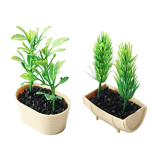 ibasenice Puppenhaus Miniatur 2st Grüner Baum Topfpflanze Heimwerken Miniaturen Puppenhaus-Miniatur Anlage Kunstpflanze Kunstplflanze Zimmerpflanzen Dekoration Mini-gartenpflanze Miniaturpflanzen PVC von ibasenice