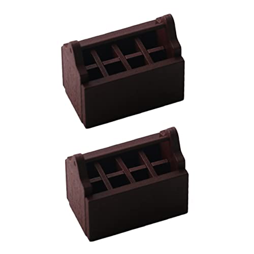 ibasenice 2St kleine Werkzeugkiste Mini-Zubehör Miniatur-Puppenmöbel Artikel Miniatures mini werkzeugkoffer Dollhouse Decoration Mini-Werkzeugkasten aus Holz Mini-Toolbox-Modell Coffee von ibasenice