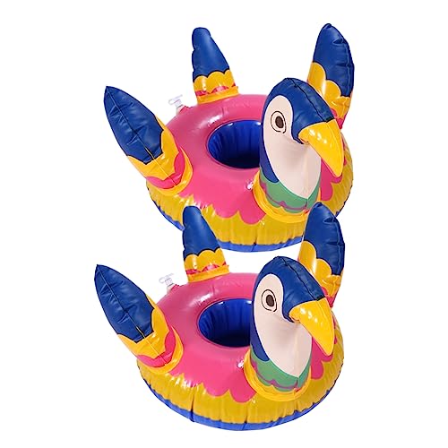 ibasenice 2Stücke Aufblasbare Getränkehalter mit Papageien Design Stabiler PVC Cup Mat für Pool und Sommerpartys Getränke und Snacks für Erwachsene von ibasenice