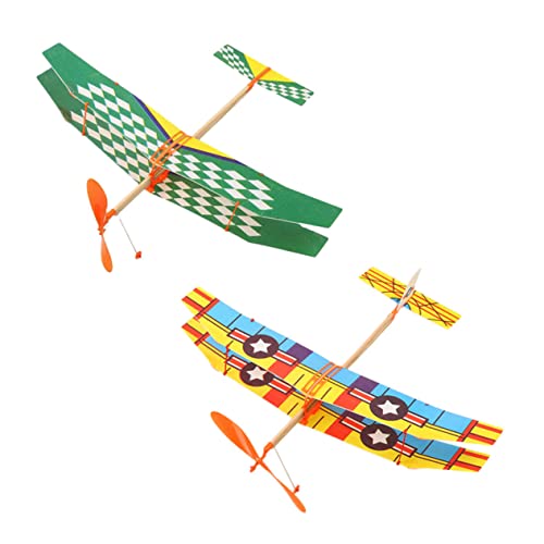 ibasenice 2Stücke DIY Bildungsflugzeug Doppel Flügel Flugzeugmodell für für Outdoor Spaß Zufälliges Muster Fördert Lerninteraktion von ibasenice