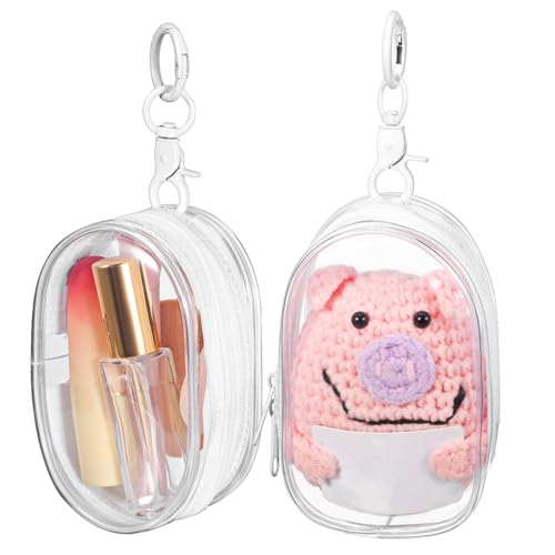 ibasenice 2Stücke Mini Tasche mit Schlüsselanhänger Transparente Vitrine für Münzen Vielseitige Aufbewahrungstasche Reißverschluss für Mini Figuren und Kosmetik ibasenice 2Stücke Mini Tasche mit Schlüsselanhänger Transparente Vitrine für Münzen Vielseitige Aufbewahrungstasche Reißverschluss für Mini Figuren und Kosmetik von ibasenice