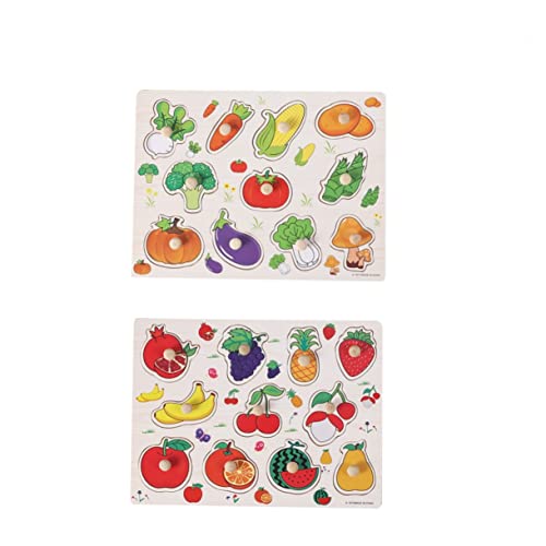 ibasenice 2er Set Steckpuzzle Mit Griffen Früchte Und Gemü Montessori Lernspielzeug Für Kleinkinder Pädagogisches Für Babys Und Kleinkinder von ibasenice
