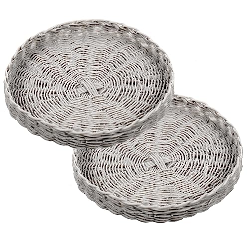 ibasenice 2pcs Mini Gewebtes Tablett Miniaturkorb Winziges Hausbrot Servierschale ibasenice 2pcs Mini Gewebtes Tablett Miniaturkorb Winziges Hausbrot Servierschale von ibasenice