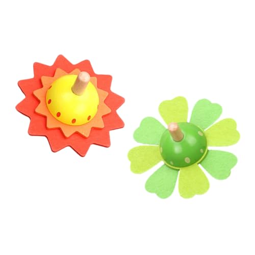 2St hölzerner Kreisel klassisches Kreiselspielzeug Kindergartenspielzeug Kinderspielzeug Gyroskop Spielzeuge Spielzeug mit rotierenden Kreiseln lustiger Kreisel die Blumen Jacke von ibasenice
